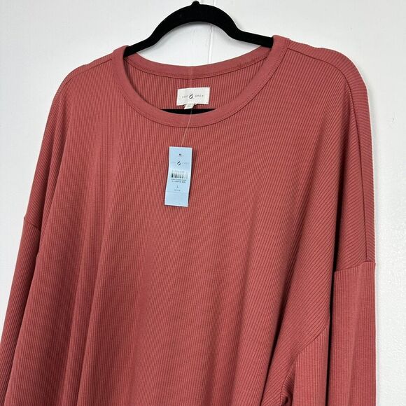 Lou & Grey Womens Small Red Orange Ribbed Long Sleeve Pullover NWT Size LP - Picture 3 of 6
